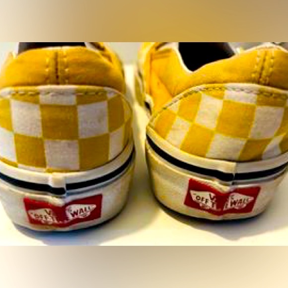 VANS off the wall checkered yellow slip one sneakers womens size 5 - Picture 4 of 5
